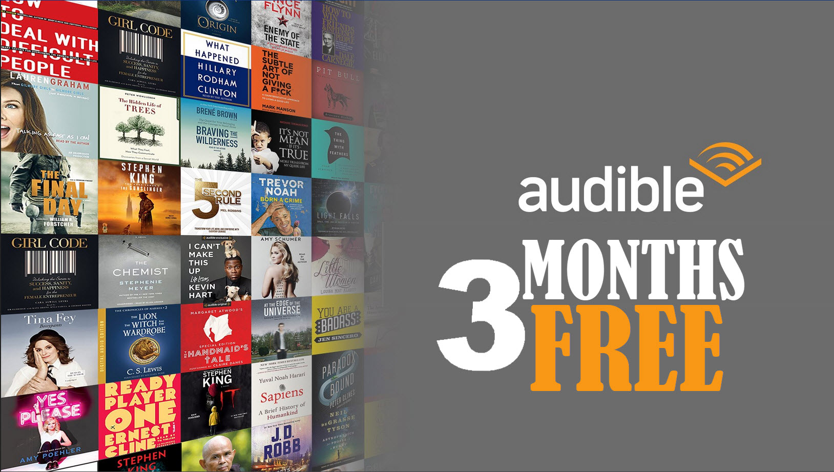 Free 3 Month Audible Audio Books Membership. Includes Free Book Each Month + Thousands of Free included audiobooks and podcasts.